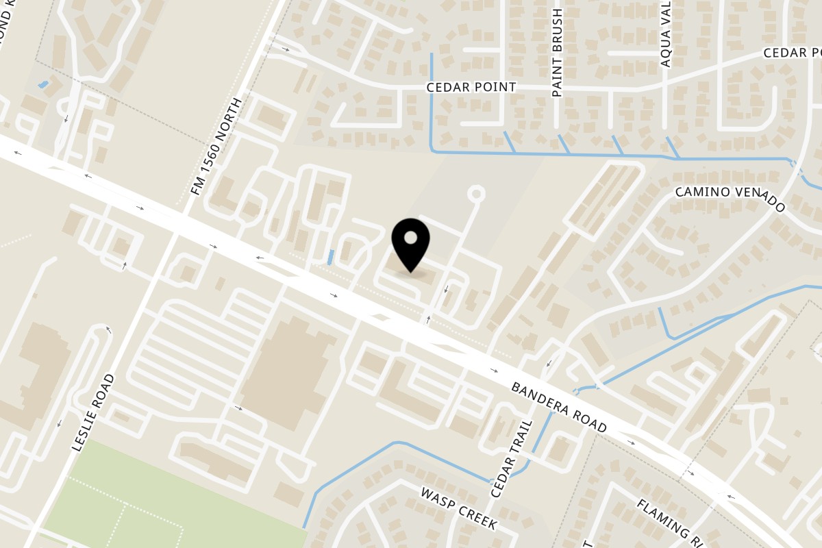 Map showing the location of 46th St. New York Style Pizzeria Helotes on 12510 Bandera Rd in Helotes